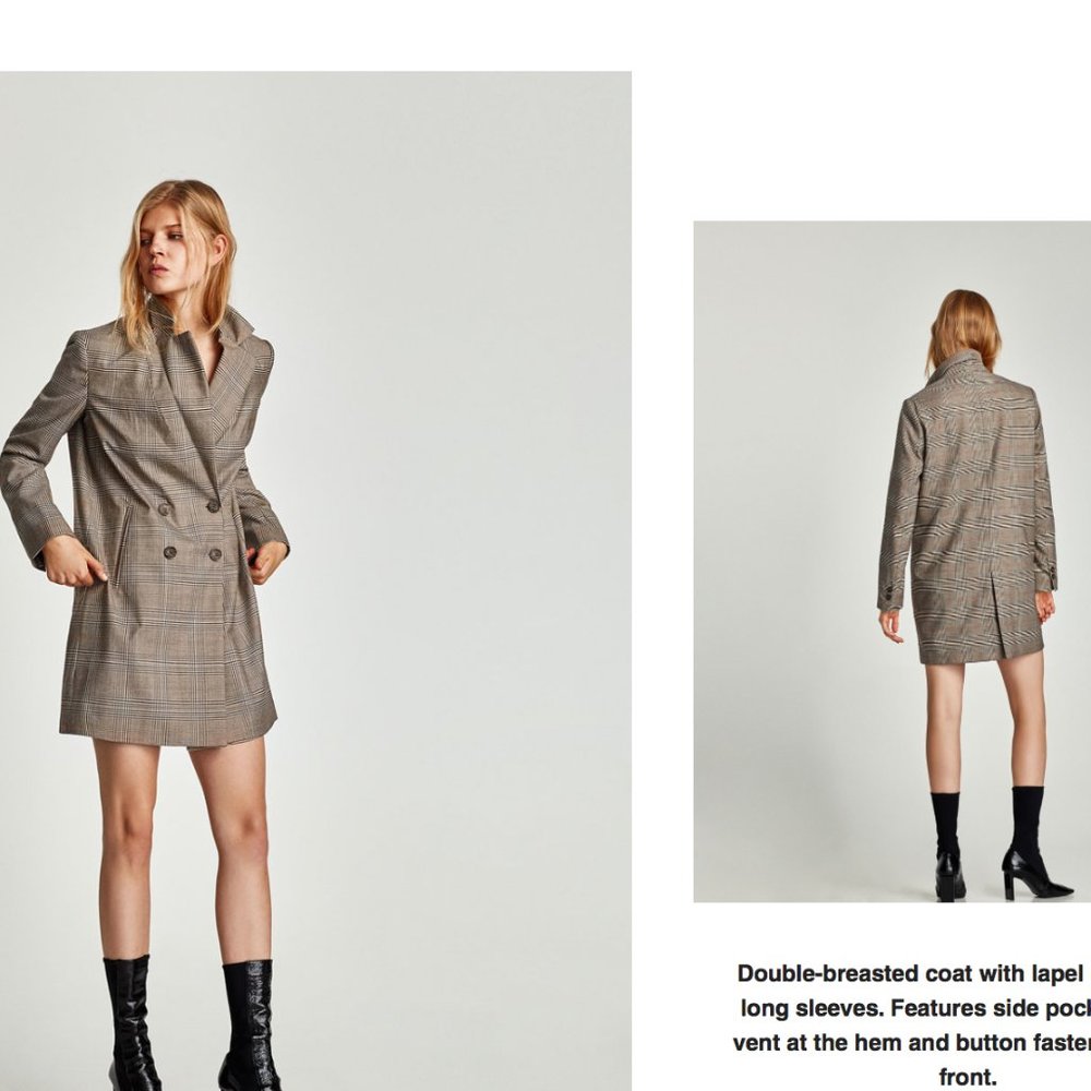 ZARA Double Breasted Coat NWOT